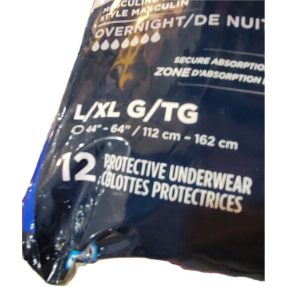 TENA Men's Overnight Incontinence Underwear Breathable L/XL (44" - 64") 12CT - Picture 5 of 6